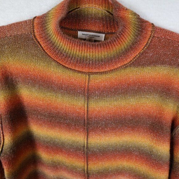 beachlunchlounge Mock Neck Sweater Womens Small Shadow Stripe Fall Colors - Picture 3 of 6